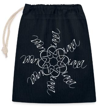 Diana Nom Nom Mandala - Sac cadeau en coton avec cordon (25 x 30 cm) - bleu marine - Devant