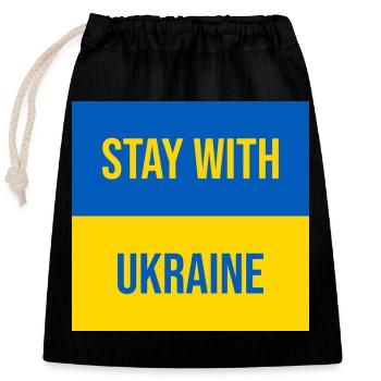 Stay With Ukraine Badge Design - Closable cotton gift bag (25x30cm) - black - Front