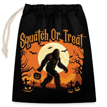 Kniebeugen oder Leckerli Spooky Bigfoot Halloween - Verschließbarer Geschenkbeutel aus Baumwolle (25x30cm) - Schwarz - Vorne
