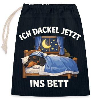 Offizielles Dackel Schwarz Ich dackel jetzt ins  - Verschließbarer Geschenkbeutel aus Baumwolle (25x30cm) - Navy - Vorne