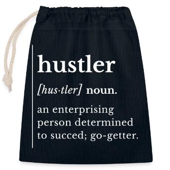 Hustler – Noun Definition T-Shirt, Funny Saying - Closable cotton gift bag (25x30cm) - navy - Front