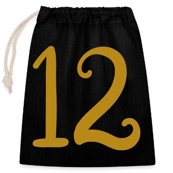 12 - Closable cotton gift bag (25x30cm) - black - Front