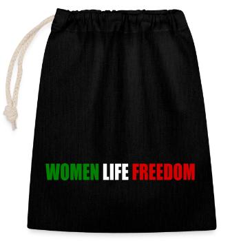 Women life freedom - Closable cotton gift bag (25x30cm) - black - Front
