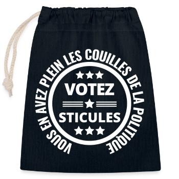 politique, politicien, marre de la politique - Sac cadeau en coton avec cordon (25 x 30 cm) - bleu marine - Devant