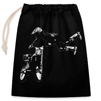 Motocross Racing T-Shirt Enduro T Shirt Supercross - Closable cotton gift bag (25x30cm) - black - Front