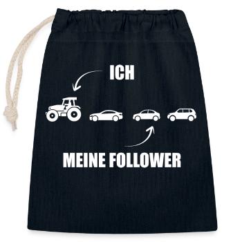 Ich und meine Follower - Traktor - Stau - Verschließbarer Geschenkbeutel aus Baumwolle (25x30cm) - Navy - Vorne