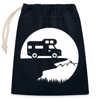 Vanlife Adventure: Stylish Camper Design - Closable cotton gift bag (25x30cm) - navy - Front