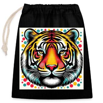 Tiger Pop Art - Verschließbarer Geschenkbeutel aus Baumwolle (25x30cm) - Schwarz - Vorne
