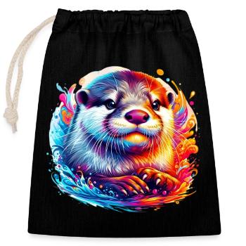 Otter - Closable cotton gift bag (25x30cm) - black - Front