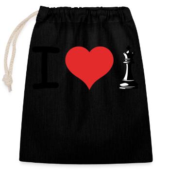 I love Chess - Relatable Sports Sticker - Closable cotton gift bag (25x30cm) - black - Front