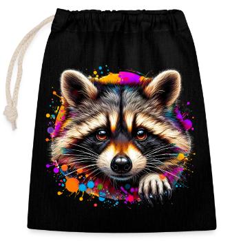 Raccoon - Closable cotton gift bag (25x30cm) - black - Front