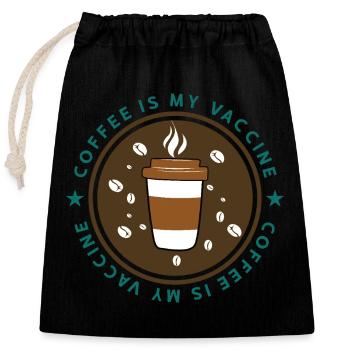 Vaccinated with coffee - Closable cotton gift bag (25x30cm) - black - Front