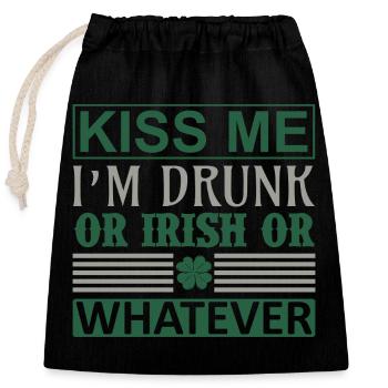 Embrasse-moi ivre irlandais - Sac cadeau en coton avec cordon (25 x 30 cm) - noir - Devant