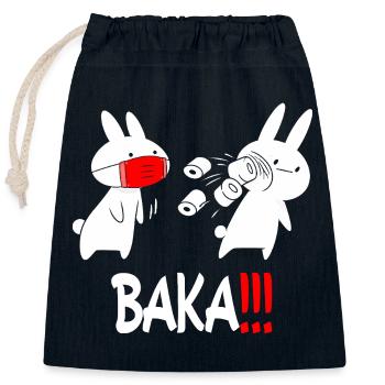 Baka Rabbit Slap Anime Lustiges Japanisches Otaku - Verschließbarer Geschenkbeutel aus Baumwolle (25x30cm) - Navy - Vorne