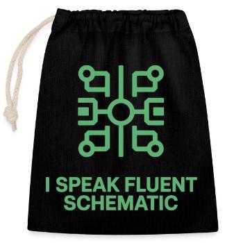 Je parle couramment la technologie des schémas circuités - Sac cadeau en coton avec cordon (25 x 30 cm) - noir - Devant