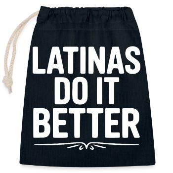 Latinas Do It Better - Closable cotton gift bag (25x30cm) - navy - Front