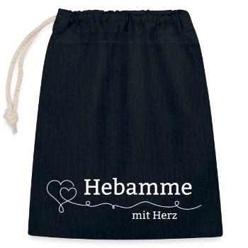 Hebamme mit Herz - Verschließbarer Geschenkbeutel aus Baumwolle (25x30cm) - Navy - Vorne