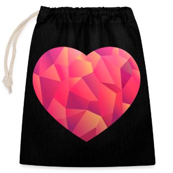 Heart pink - Closable cotton gift bag (25x30cm) - black - Front