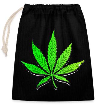 Cannabis weed Cannabisblatt stoned stoner kiffer - Verschließbarer Geschenkbeutel aus Baumwolle (25x30cm) - Schwarz - Vorne