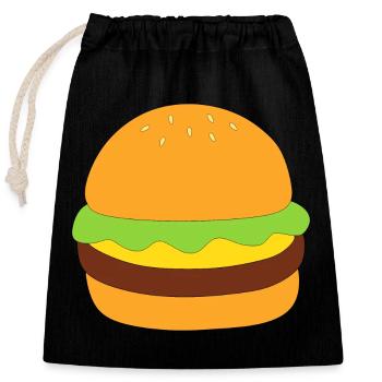 Burger, fast food, essen, kochen - Verschließbarer Geschenkbeutel aus Baumwolle (25x30cm) - Schwarz - Vorne