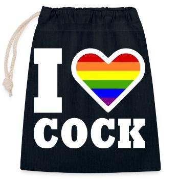 I love cock - Closable cotton gift bag (25x30cm) - navy - Front