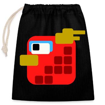 Red Bird PixelArt - Closable cotton gift bag (25x30cm) - black - Front