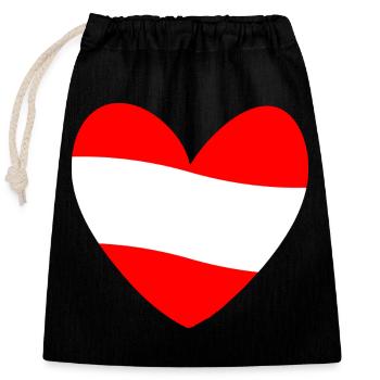 Cœur du drapeau autrichien - Sac cadeau en coton avec cordon (25 x 30 cm) - noir - Devant