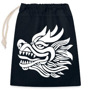 Chinesischer Drachenkopf (Weiß) - Verschließbarer Geschenkbeutel aus Baumwolle (25x30cm) - Navy - Vorne