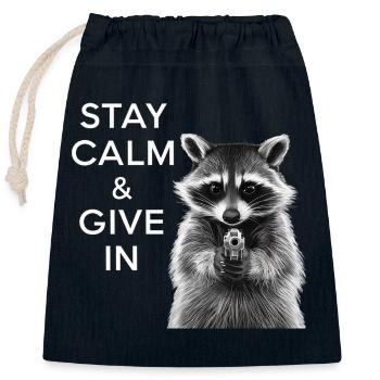 Meme raccoon - Closable cotton gift bag (25x30cm) - navy - Front