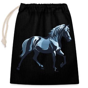 Blue Horse - Animal Design - Closable cotton gift bag (25x30cm) - black - Front