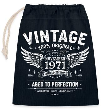 54 Years Anniversary | Birthday November 1971 - Closable cotton gift bag (25x30cm) - navy - Front