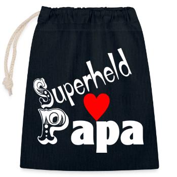Papa super-héros de la fête des pères - Sac cadeau en coton avec cordon (25 x 30 cm) - bleu marine - Devant