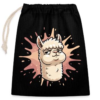 Confident Llama Splash - Closable cotton gift bag (25x30cm) - black - Front
