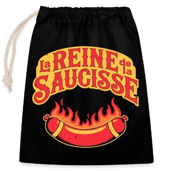 Reine de la Saucisse en Flammes - Sac cadeau en coton avec cordon (25 x 30 cm) - noir - Devant
