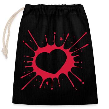 love heart in love shape couple valentines day drops - Closable cotton gift bag (25x30cm) - black - Front