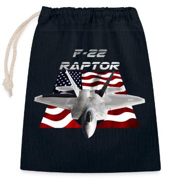 F-22 Raptor Jet - Closable cotton gift bag (25x30cm) - navy - Front