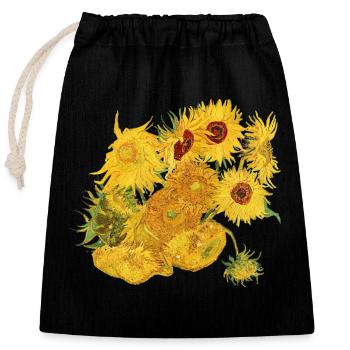 Vincent van Gogh Sunflowers Sunflowers Art Art - Closable cotton gift bag (25x30cm) - black - Front