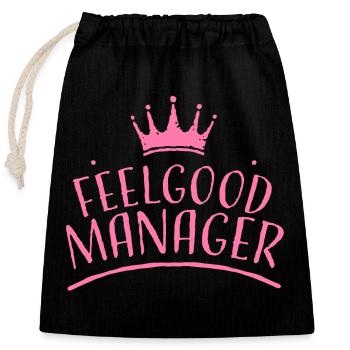 Krone rosa feelgood manager - Verschließbarer Geschenkbeutel aus Baumwolle (25x30cm) - Schwarz - Vorne