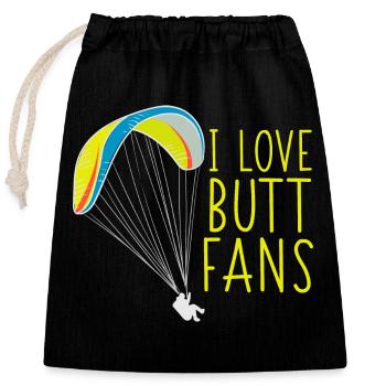 I Love Buttfans - Verschließbarer Geschenkbeutel aus Baumwolle (25x30cm) - Schwarz - Vorne