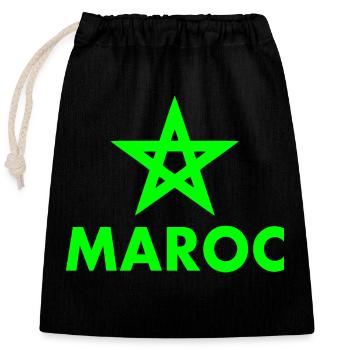 Maroc - Sac cadeau en coton avec cordon (25 x 30 cm) - noir - Devant