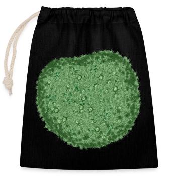 Coussin naturel de mousse verte fraîche - Sac cadeau en coton avec cordon (25 x 30 cm) - noir - Devant