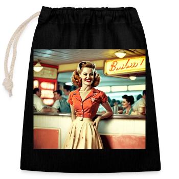 Rockabilly Frau 1950er 1960er Jahre - Verschließbarer Geschenkbeutel aus Baumwolle (25x30cm) - Schwarz - Vorne