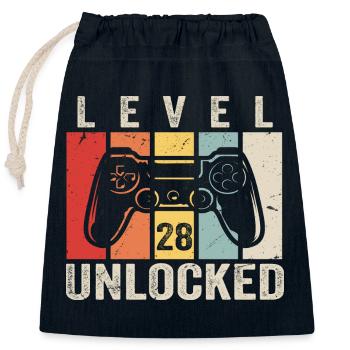Level 28 Unlocked 28 Year Old Birthday Gift - Closable cotton gift bag (25x30cm) - navy - Front