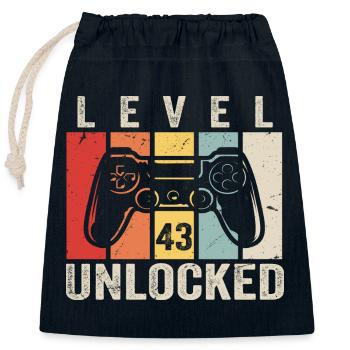 Level 43 Unlocked 43 Jahre Geburtstag Geschenk - Verschließbarer Geschenkbeutel aus Baumwolle (25x30cm) - Navy - Vorne