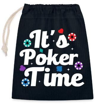 C’est Poker Time Gambling Card Player - Sac cadeau en coton avec cordon (25 x 30 cm) - bleu marine - Devant