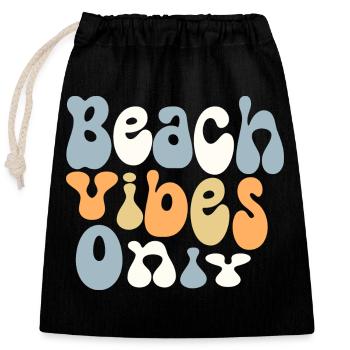 Ambiance de plage uniquement - Sac cadeau en coton avec cordon (25 x 30 cm) - noir - Devant