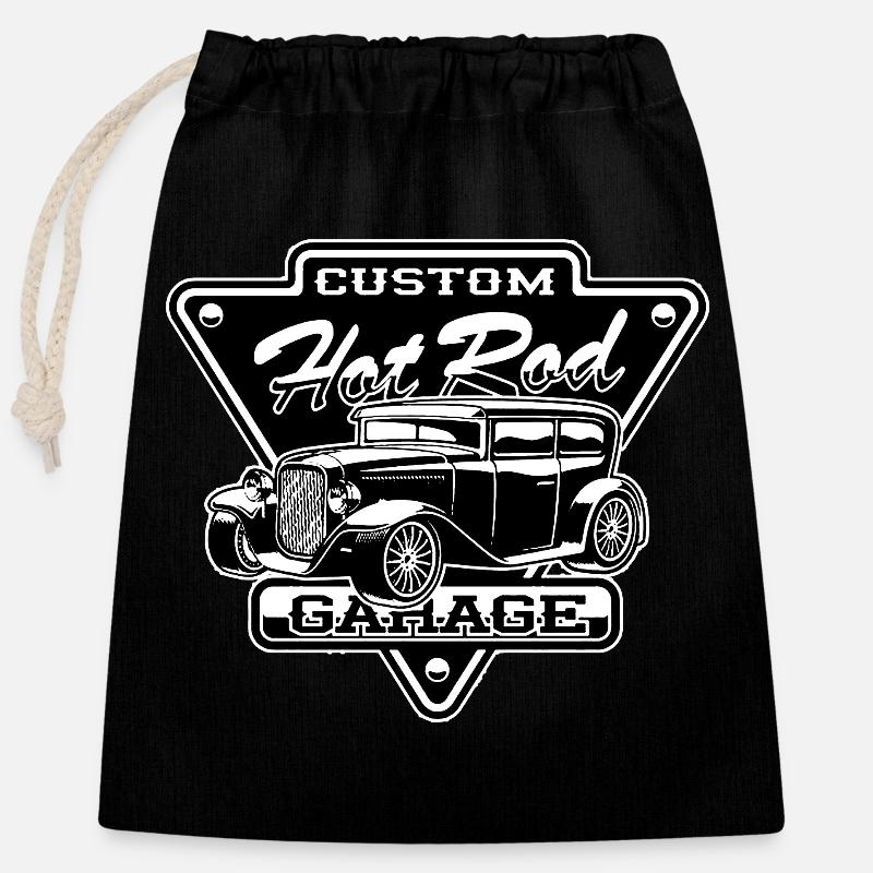 CAR1 CLASSIC2 - Verschließbarer Geschenkbeutel aus Baumwolle (25x30cm) - Schwarz