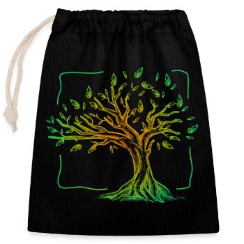 Arbre de vie - Sac cadeau en coton avec cordon (25 x 30 cm) - noir - Devant
