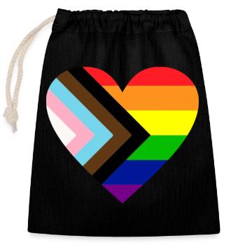 LGBTQ+ HERZ PRIDE - Verschließbarer Geschenkbeutel aus Baumwolle (25x30cm) - Schwarz - Vorne