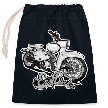 Star (white) // Illustration - Closable cotton gift bag (25x30cm) - navy - Front